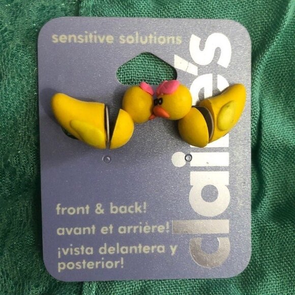 Claire's Double Sided Ducky Pierced Stud Earrings NOC - Picture 2 of 8